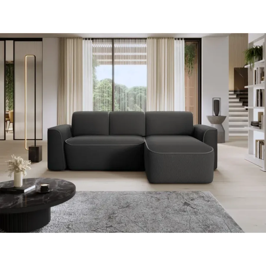 Kotna sedežna garnitura UMANA 2, je mešanica moderne elegance in neprekosljivega udobja, popolna za vašo dnevno sobo. Skrbno je bila zasnovana tako, da