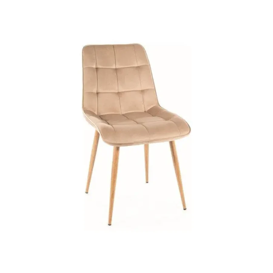 Kuhinjski stol LARA DAB bo prinesel pridih elegance v vsak prostor. Njegove tanke in elegantne noge v barvi lesa so narejene iz kovine, kar stolu daje