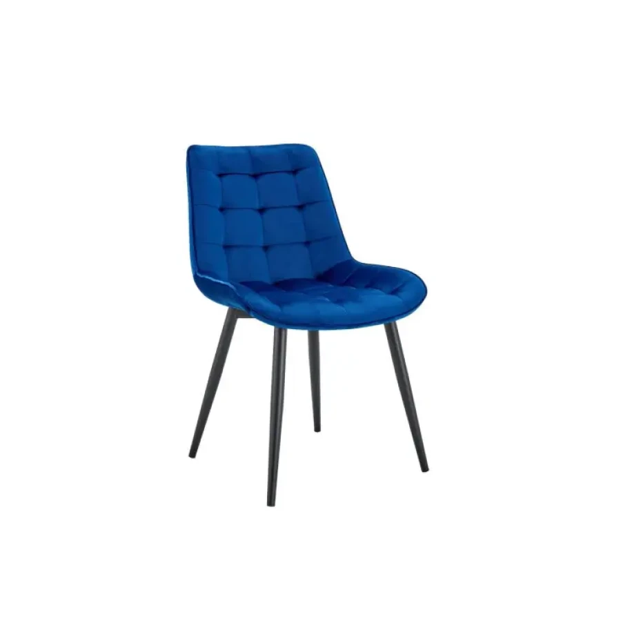 Kuhinjski stol VIKA velvet modra je odlična rešitev za kombiniranje v minimalističen ali industrijski stil prostora. Kombinacija bež prešitega blaga s