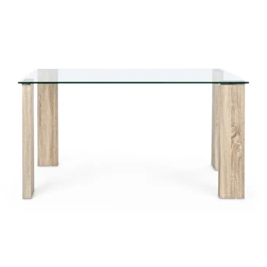 Miza NEW ARLEY NATURE 140X80 je elegantna in preprosta miza, ki popestri vašo okolico. Mizna plošča je narejena iz kakovostnega kaljenega stekla debeline