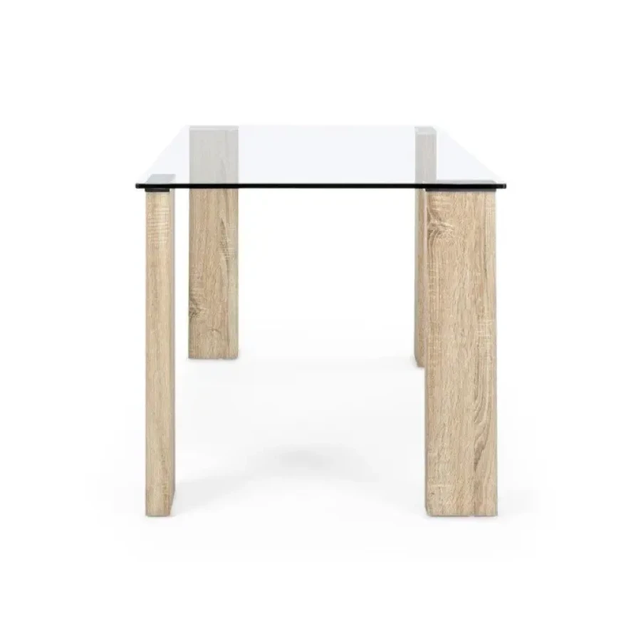Miza NEW ARLEY NATURE 140X80 je elegantna in preprosta miza, ki popestri vašo okolico. Mizna plošča je narejena iz kakovostnega kaljenega stekla debeline