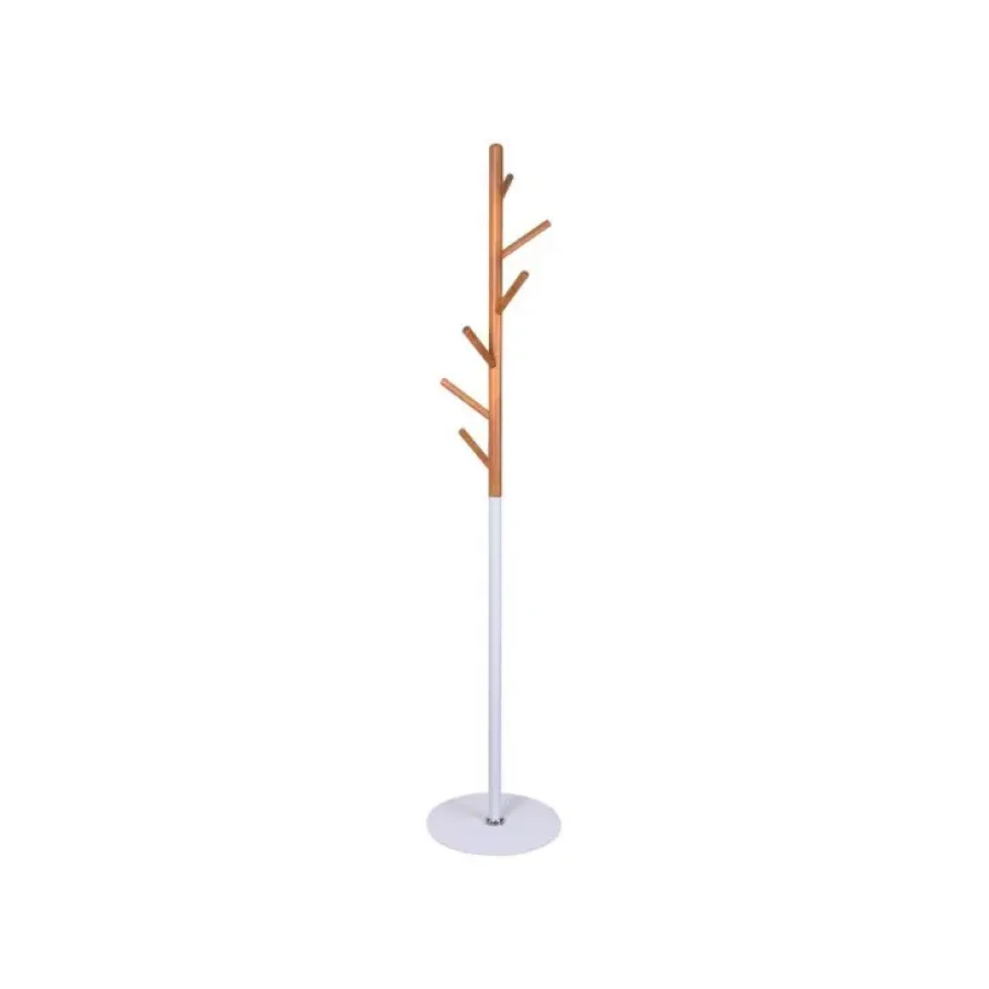 Praktičen kovinski obešalnik z lesenimi dodatki, primeren za vsak prostor. Barva: - Bela / rjava Višina: - 170 cm