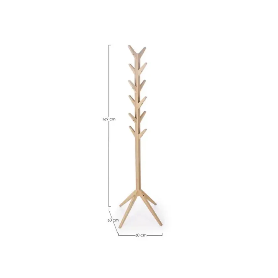Obešalnik DAIKI je narejen iz lesa- hrast. Dimenzije: širina: 60cm globina: 60cm višina: 169cm