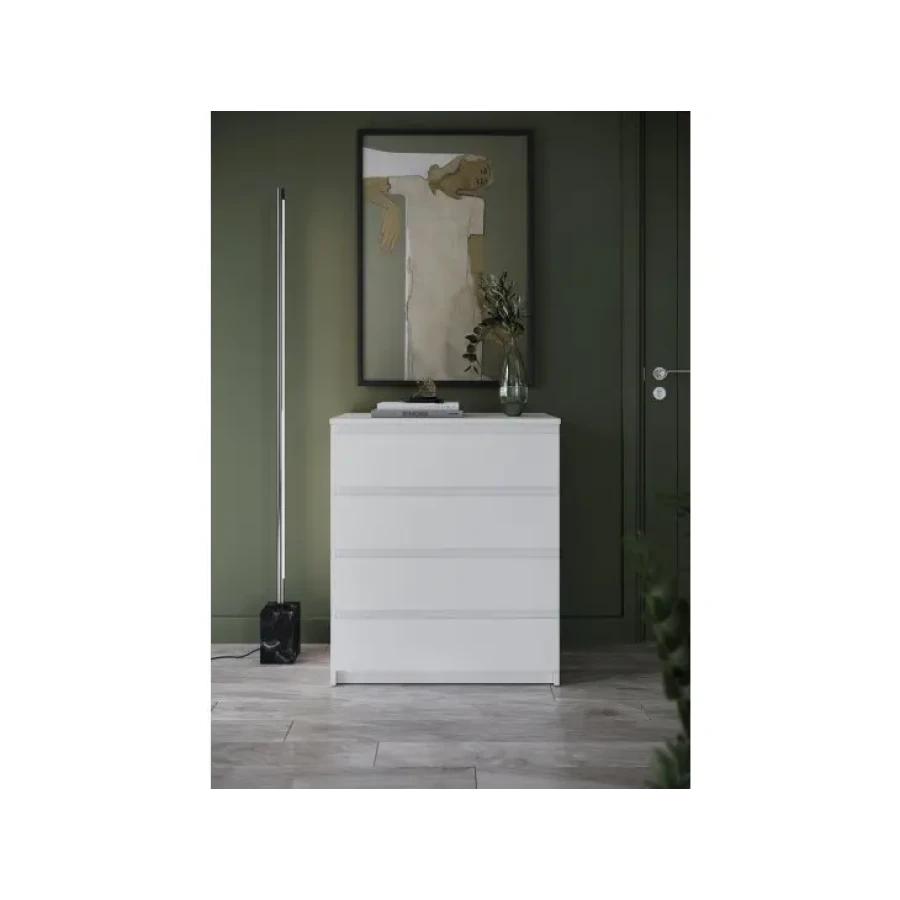 Predalnik EDI 2 je predalnik bele barve s štirimi predali. Odlično se poda v vsak prostor, saj ima moderne linije in brezčasen elegaten izgled. Material: -