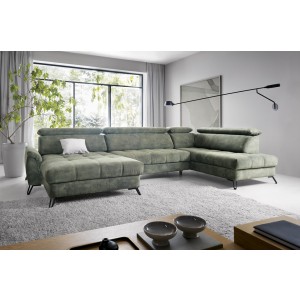 Sedežna garnitura v U LAGO 1. Kotna sedežna garnitura Lago v U postavitvi, z modernimi kovinskimi nogicami. Kvalitetna sedežna garnitura z ležiščem in