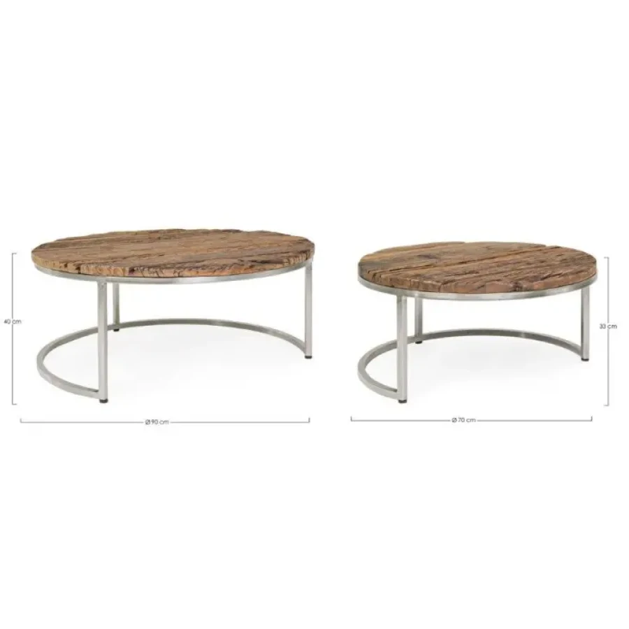 Set 2 klubskih mizic RAFTER je eleganten in prefinjen kos pohištva, ki se odlično poda v vsak prostor. Imajo kovinski okvir in vrh iz lesa. Mizici se