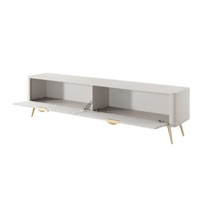 TV regal LILJA 2, je eleganten kos pohištva, ki popestri vaš prostor s svojim luksuznim dizajnom. Narejen je iz kakovostnih materialov v barvi beige. Izdelan