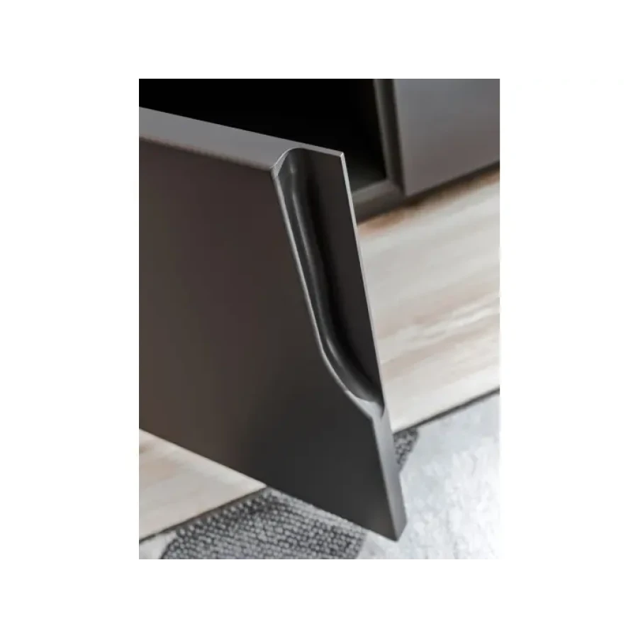 TV regal SONIC je narejen iz kvalitetnih materialov, dobavljiv v dveh različnih barvah. Korpus je iz laminirane plošče 16 mm debeline, fronte pa iz MDF