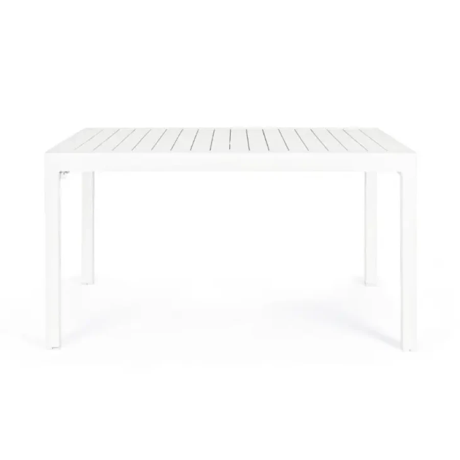 Vrtna miza PELAGIUS BELA iz aluminija. Miza je raztegljiva. Noge ima nastavljive. Barva: - Bela Material: - Aluminij Dimenzije: širina: 135/270cm globina: