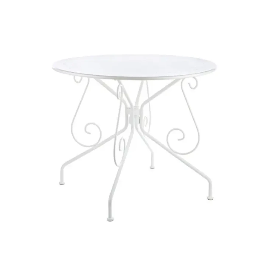 Vrtna mizica ETIENNE D90 bela je narejena iz jekla z mat zaključkom. Material: - Jeklo Barva: - Bela Dimenzije: širina: Ø90cm višina: 72hcm višina: 72cm