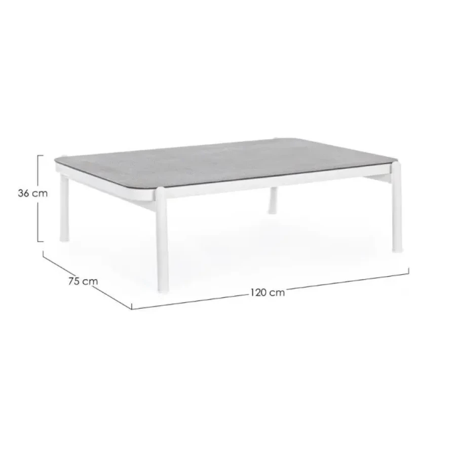 Vrtna mizica FLORENCIA 120X75 WG20 bela ima aluminjasti okvir, prašno barvan (poliester) ter stekleno ploščo. Material: - Aluminij - Steklena plošča