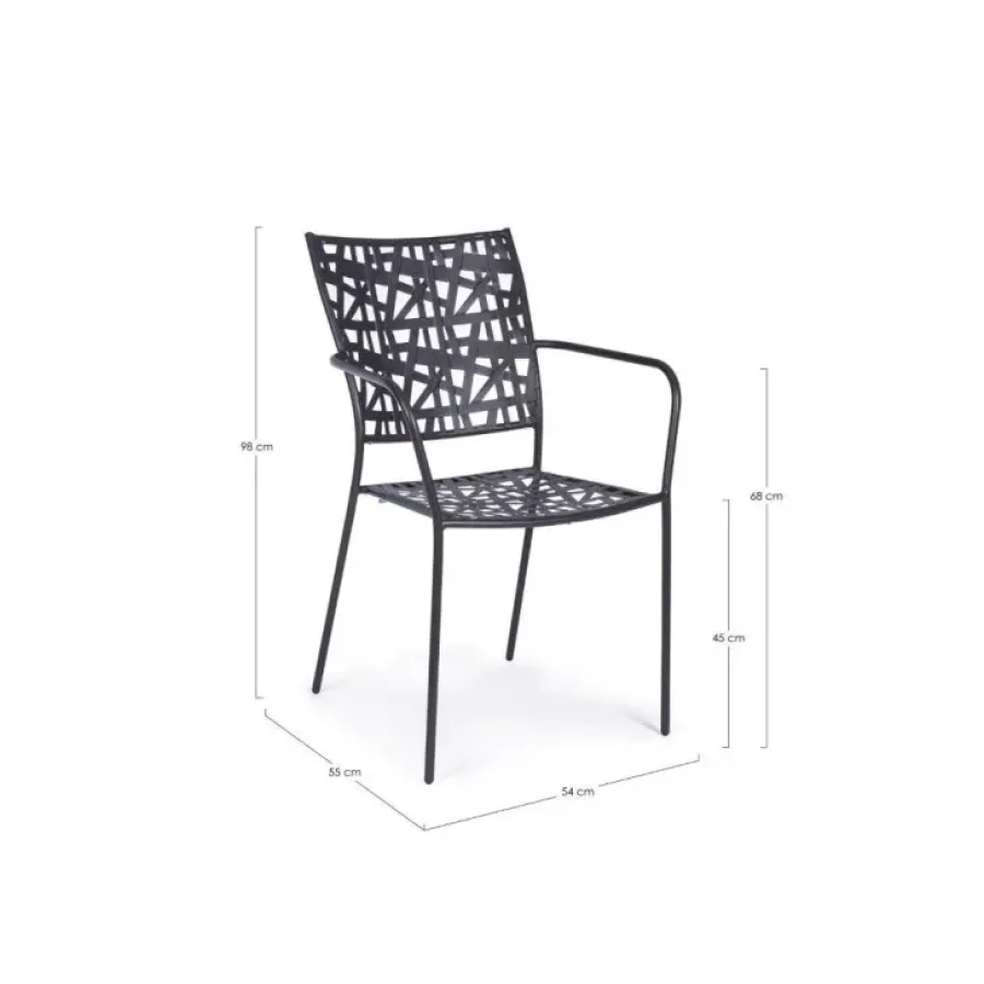 Vrtni stol KELSI antracit je narejen iz kovine z mat zaključkom. Je eleganten a hkrati preprost vrtni stol, ki bo dal vaši okolici poseben čar. Material: -