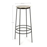 Barski stol AMIRA ORO H77 ima kovinsko konstrukcijo, sedež pa je iz aluminija. Material: - Kovina - Aluminij Barva: - Počen vzorec Dimenzije: širina: Ø36cm