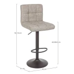 Barski stol GREYSON VINT svetlo siva . Barski stol GREYSON VINT svetlo siva ima okvir iz kovine, sedalni del je iz poliuretanske pene ki ima čez umetno usnje.