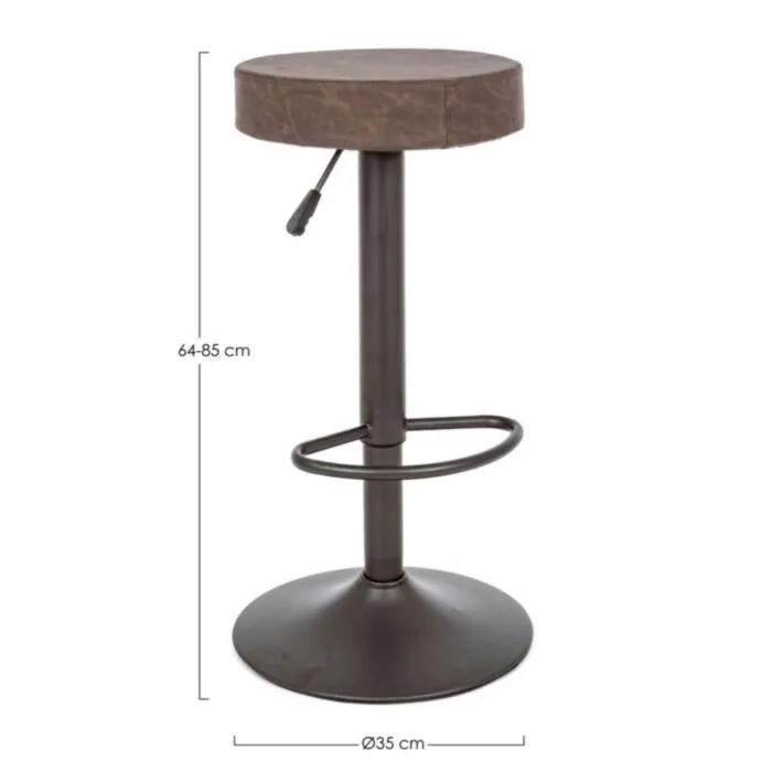 Barski stol PIPER VINTAGE rjava . Barski stol PIPER VINTAGE rjava ima kovinsko strukturo, sedalni del je iz poliuretanske pene in oblečena v umetno usnje.