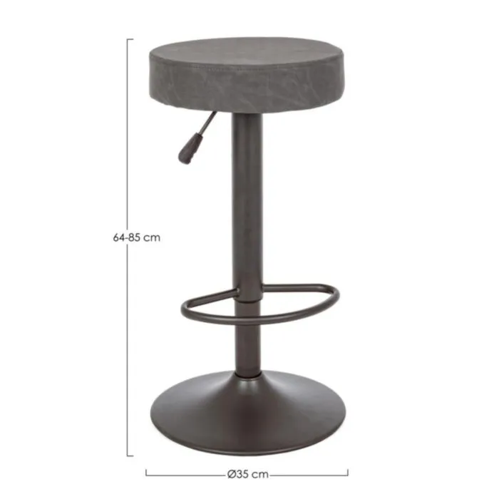 Barski stol PIPER VINTAGE temno siva . Barski stol PIPER VINTAGE temno siva ima kovinsko strukturo, sedalni del je iz poliuretanske pene in oblečena v umetno