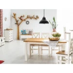 Barski stol POP . Masiven in udoben barski stol POP. Stol je narejen iz masivnega lesa. Dobavljiv je v barvi kot na sliki. Barva: - Bela / hrast Materijal: -