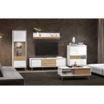 Dnevna soba SAMAR . Dnevna soba SAMAR je elegantna dopolnitev vašega dnevnega prostora in bo zagotovo privabljala poglede obiskovalcev. Kombinacija orehovega