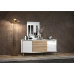 Dnevna soba SAMAR . Dnevna soba SAMAR je elegantna dopolnitev vašega dnevnega prostora in bo zagotovo privabljala poglede obiskovalcev. Kombinacija orehovega