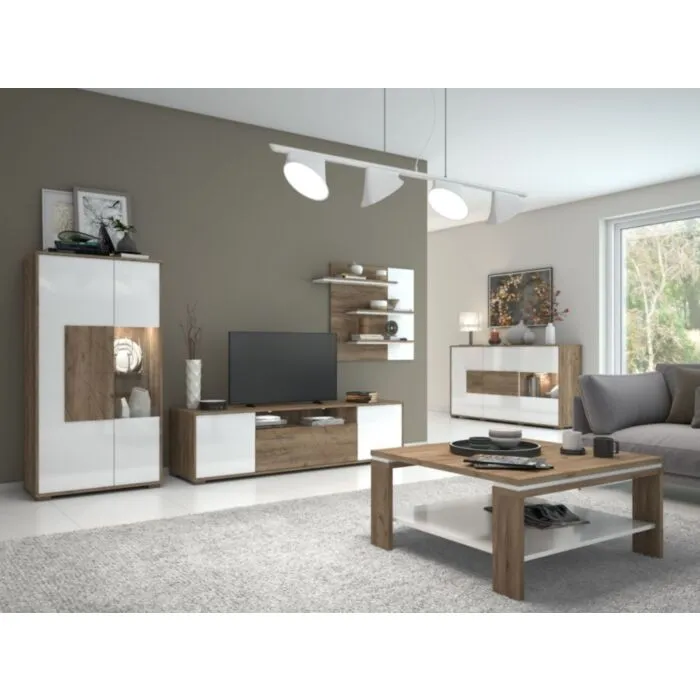 Dnevna soba VIŠNJA . Dnevna soba GLORIA je elegantna dopolnitev vašega dnevnega prostora, ki navdušuje s sodobnim pristopom k dnevni ureditvi. Kombinacija