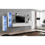 Dnevni regal DEJAN . Dnevni regal DEJAN je moderno oblikovan in elegantnega videza. Vrata omaric se odpirajo s push-click sistemom. V ceno je vključena tudi