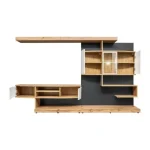 Dnevni regal ELENA . Dnevni regal ELENA bo popestrila vsako dnevno sobo. Vrata omaric se odpirajo s push-click sistemom. V ceno je vključena bela svetloga.