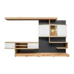 Dnevni regal ELENA . Dnevni regal ELENA bo popestrila vsako dnevno sobo. Vrata omaric se odpirajo s push-click sistemom. V ceno je vključena bela svetloga.