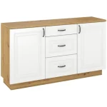 Dnevni regal FAJA . Dnevni regal FAJA je sestavljen iz sodobnega pohištva v beli in hrast barvi. Ima veliko prostora za shranjevanje stvari in je narejen iz