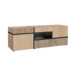 Dnevni regal FERI . Dnevni regal FERI je eleganten in atraktiven. Moderen dizajn, z dodatkom kombinacije črne mat barve ter tiska črnih črt, se bo podal v