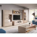 Dnevni regal INK . Dnevni regal INK je moderno oblikovan in elegantnega videza. Dobavljiv je v barvi sonoma, ter izdelan v EU. Cena velja za sestav brez