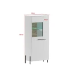 Dnevni regal JUSTINA . Dnevni regal JUSTINA je moderno oblikovan in elegantnega videza. V beli barvi visoki sijaj s kombinacijo stekla. Stekleni del vsebuje v