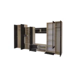 Dnevni regal LEONIDA . Dnevni regal LEONIDA je zelo eleganten in stabilen. Primeren je za vsako dnevno sobo. Korpus regala ja v barvi svetlega hrasta, fronta