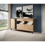 Dnevni regal LUTY 2 . Dnevni regal LUTY 2 je dobavljv v modernih barvah hrasta s kombinacijo antracita. Uporaba lamel je v skladu s modernimi trendi