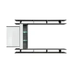 Dnevni regal MILAN . Dnevni regal MILAN bo popestrila vsako dnevno sobo. Vrata omaric se odpirajo s push-click sistemom. V ceno je vključena modra led