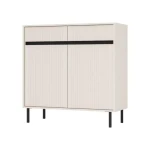 Dnevni regal MILI bež . Dnevni regal MILI bež je elegantna in funkcionalna izbira za vsak dom. Korpus je izdelan iz kakovostne laminirane plošče debeline