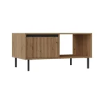 Dnevni regal MILI hrast . Dnevni regal MILI hrast je elegantna in funkcionalna izbira za vsak dom. Korpus je izdelan iz kakovostne laminirane plošče debeline