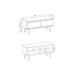 Dnevni regal MORI . Elegantna dnevna soba s stilom skandinavskega sloga. Dobavljiva je v barvi svetli hrast//bela mat. Hrastove lesene noge, ABS robovi,