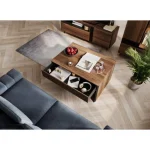 Dnevni regal NAT . Dnevni regal NAT je izdelan iz trpežne laminirane plošče z ABS ojačanimi robovi in trpežne MDF plošče. Pohištvo je oprto na