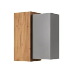 Dnevni regal NIKOLINA . Dnevni regal NIKOLINA je moderno oblikovan in elegantnega videza. Dobavljiv je v barvi platinasto sivi/zlati hrast, ter izdelan v EU.