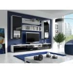 Dnevni regal PETER 2 . Dnevni regal PETER 2 je modernega videza in popestri vsako dnevno sobo. Korpus omaric je v beli mat barvi, fronte pa so v črni barvi