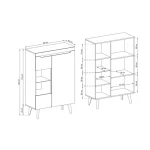 Dnevni regal RON2 . RON2 je elegantna dnevna soba s stilom skandinavskega sloga. Dobavljiva je v kombinaciji hrasta in črne barve. Hrastove lesene noge, ABS