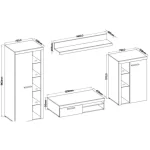 Dnevni regal RUBA mini . Dnevni regal RUBA mini je narejen iz kvalitetne laminirane plošče. Je moderen s pridihom elegance. V kompletu dobite eno TV omaro,