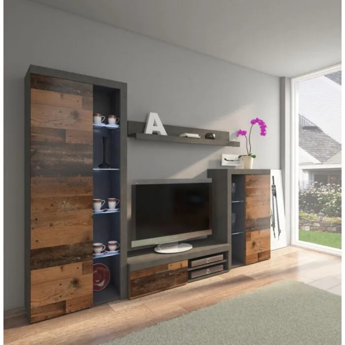 Dnevni regal RUBA mini . Dnevni regal RUBA mini je narejen iz kvalitetne laminirane plošče. Je moderen s pridihom elegance. V kompletu dobite eno TV omaro,