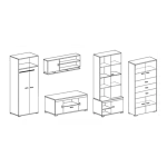 Dnevni regal RUBY . Dnevni regal RUBY je eleganten in zelo stabilen. Primeren je za vsako dnevno sobo. Korpus regala je v barvi svetlega hrasta, fronte