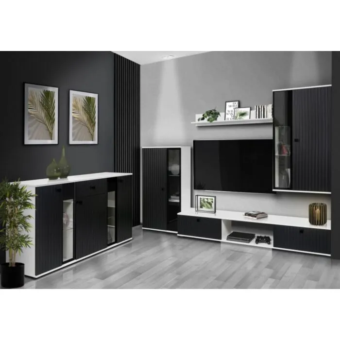 Dnevni regal SAMKI 6 . Dnevni regal SAMKI 6 je narejen iz kvalitetne laminirane plošče debeline 15 mm. Ima melaminski obrob ter plastične ročaje. Vsebuje