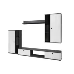 Dnevni regal SAMKI 8 . Dnevni regal SAMKI 8 je narejen iz kvalitetne laminirane plošče debeline 15 mm. Ima melaminski obrob ter plastične ročaje. Vsebuje