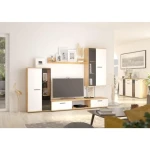 Dnevni regal SAMY . Dnevni regal SAMY je moderen sestav za dnevno sobo, primeren za v vsako hišo ali stanovanje. Narejen je iz kvalitetne laminirane plošče.