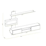 Dnevni regal SERENA . Dnevni regal SERENA, kateremu električni kamin v črni barvi doda eleganco ter atraktivnost. Narejen je iz laminirane plošče. Omarica
