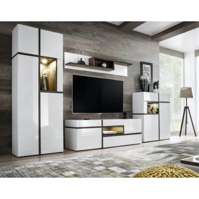 Dnevni regal TONI . Dnevni regal TONI je moderno oblikovan in elegantnega videza. Regal je izdelan v EU. Cena velja za sestav kot je na slik. Barva: - stranice