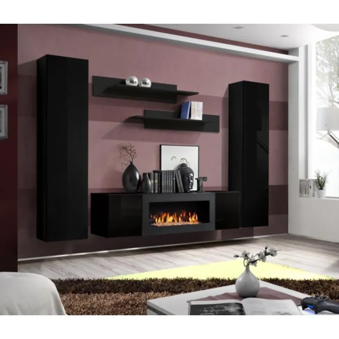 Dnevni regal ŽIGA . Dnevni regal ŽIGA bo popestrila vsako dnevno sobo. Vrata omaric se odpirajo s push-click sistemom. Komoda ima bio koviski kamin. Izdelan